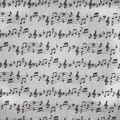 Tissu percale de coton imprimé Notes de musique Naturel