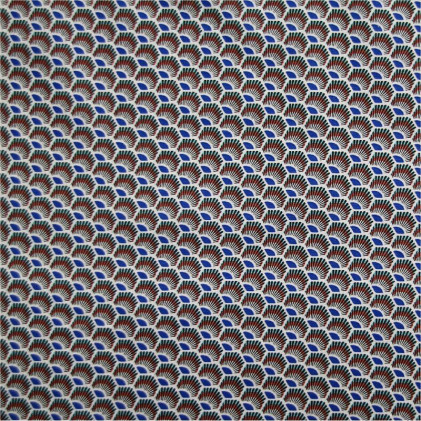 Tissu coton imprimé Plume Bleu
