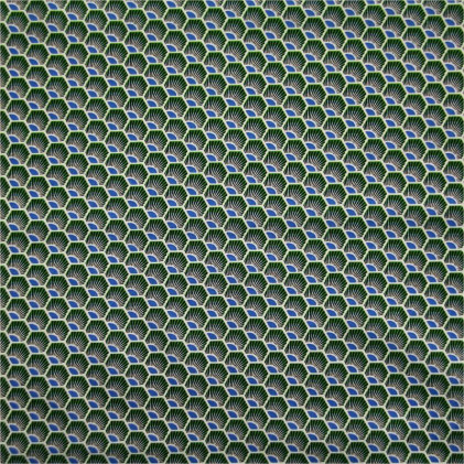 Tissu coton imprimé Plume Vert Emeraude