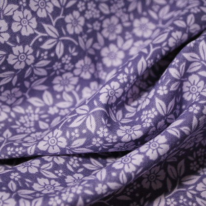 Tissu popeline Oeko-Tex imprimé Millefleurs violet