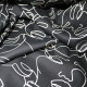Tissu satin de coton imprimé Visages Noir
