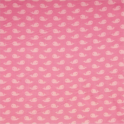 Tissu coton imprimé Whale  Rose