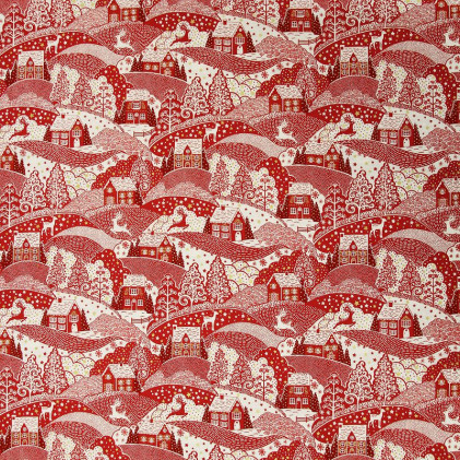 Tissu patchwork Noël Scandi Scenic Rouge / Blanc