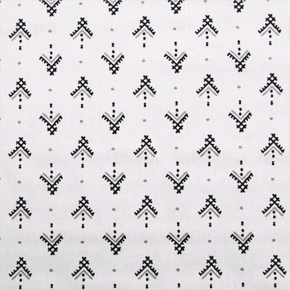 Tissu coton imprimé Adjan  Blanc / Noir