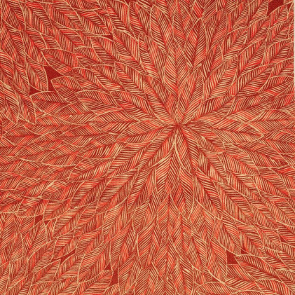 Tissu lin imprimé THEVENON Chaman Terracotta