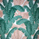 Tissu jacquard Bananier Vert / Rose