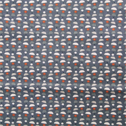 Tissu coton imprimé Cuppa  Bleu / Orange