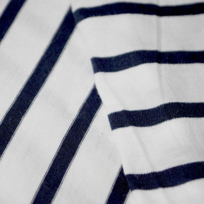 Tissu jersey Armor Lux® Marinière Blanc / Bleu marine