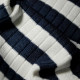 Tissu jersey côtelé Marinière Blanc / Bleu marine