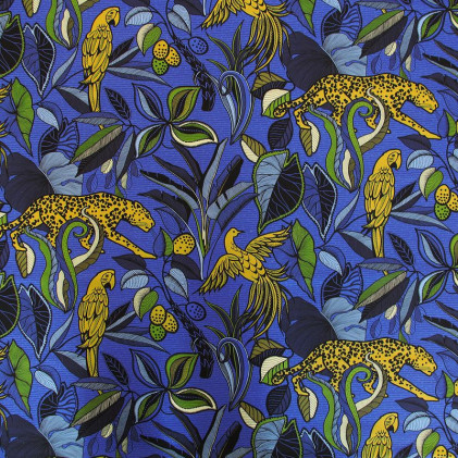 Tissu toile imprimé Kenya Bleu indigo
