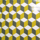 Tissu coton pvc imprimé Cubes Moutarde