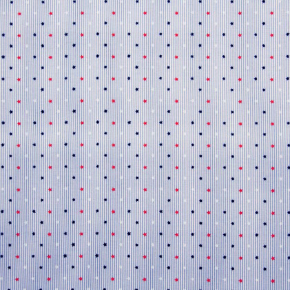 Tissu coton imprimé Starly Bleu / Rouge