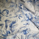 Tissu coton à draps imprimé Toile de Jouy Blanc / Bleu