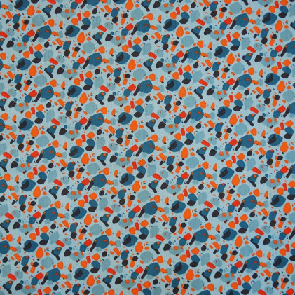Tissu coton Oeko-Tex Mika Bleu / Orange
