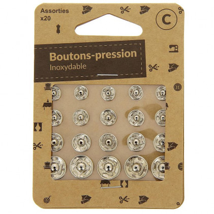 Boutons pression assorties nickelés X20 ST Argent