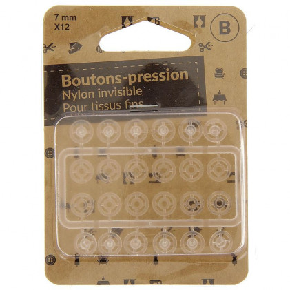 Boutons pression 7 mm nylon invisible ST Transparent