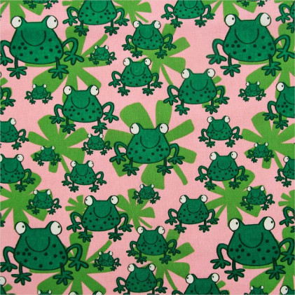 Tissu coton imprimé Frog Rose