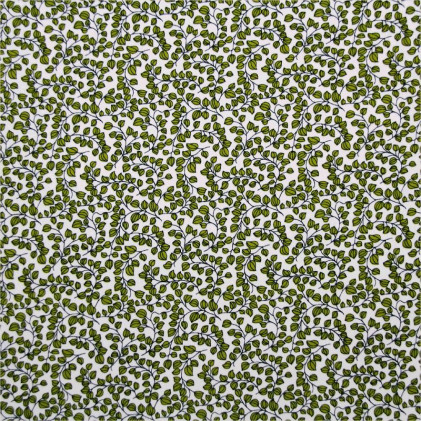 Tissu imprimé Feuillettes Blanc / Vert