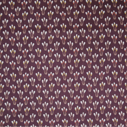 Tissu coton imprimé Oeko-Tex Paplami  Violet aubergine
