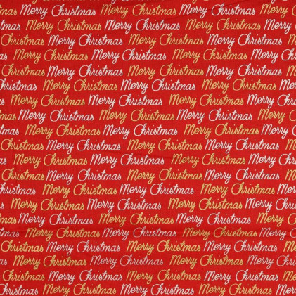 Tissu coton Noël imprimé Merry Christmas Rouge