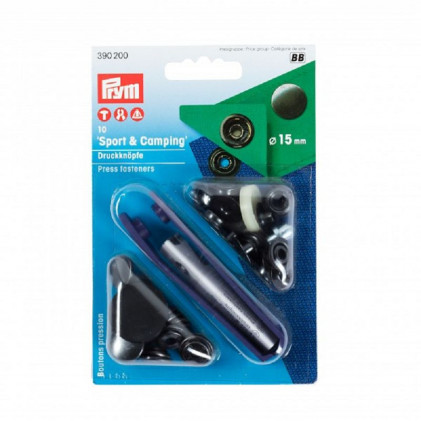 Boutons press. Sport & Camping laiton 15mm laiton ant.+outil