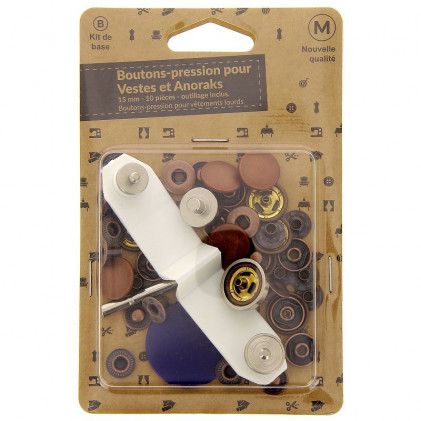 Boutons pressions 15 mm + outillage ST Bronze