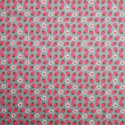 Tissu coton imprimé Oeko-Tex Strawberry  Gris
