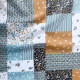Tissu coton imprimé Oeko-Tex Patch Bohème Bleu / Jaune