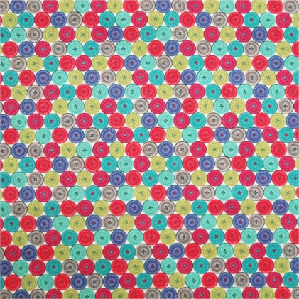 Tissu coton imprimé Oeko-Tex Boutons Multicolore