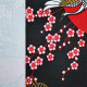 Tissu satin de coton imprimé Japan Noir / Rouge