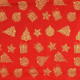 Tissu coton Noël imprimé Boules de sapins gold Rouge