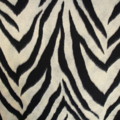 Tissu laine imprimé Zèbre Noir / Beige