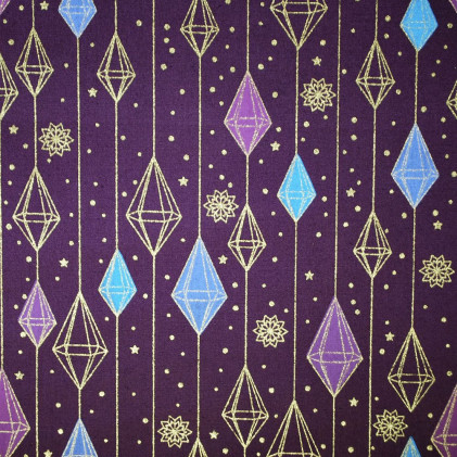 Tissu Noël coton imprimé Pampilles Violet