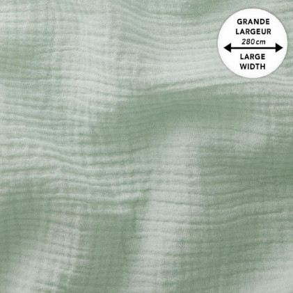 Tissu double gaze de coton Grande Largeur 280cm Vert de gris