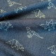 Tissu Jeans imprimé Dino origami Bleu jeans