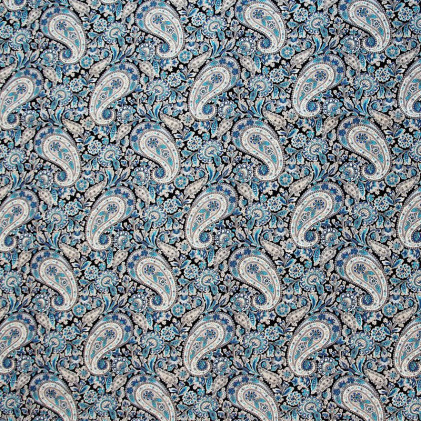 Tissu coton chemise Imprimé Cachemire Bleu