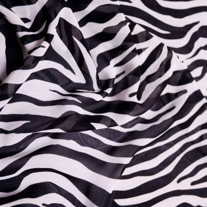 Tissu mousseline Zebre Noir / Blanc