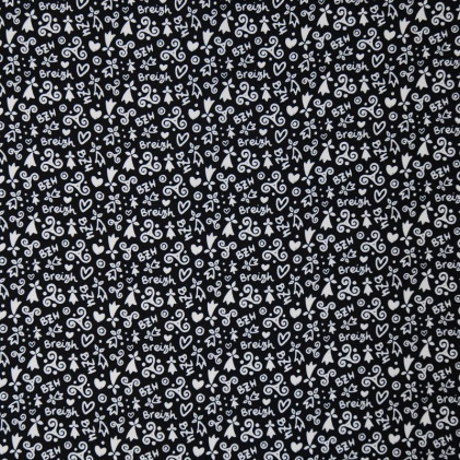 Tissu coton Bio Antibactérien PANDALOVEFABRICS Bretagne Noir / Blanc