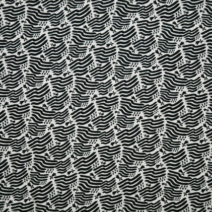 Tissu coton PANDALOVEFABRICS Drapeau BZH Blanc / Noir
