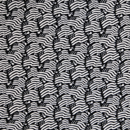 Tissu coton PANDALOVEFABRICS Drapeau BZH Noir / Blanc