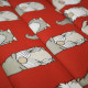 Tissu faux lin Noël imprimé Gnomes Rouge