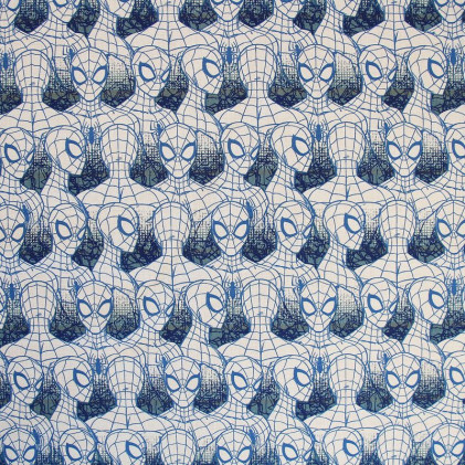 Tissu coton imprimé Spiderman Bleu