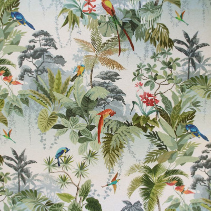 Tissu faux lin imprimé Jungle Multicolore