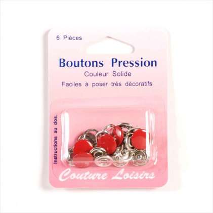 Boutons pression couleur 11 mm   Rouge