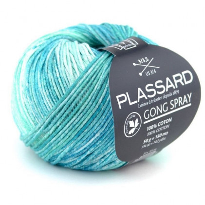 Pelote de laine Plassard Gong Spray Turquoise