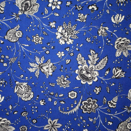 Tissu viscose imprimé Sari Bleu