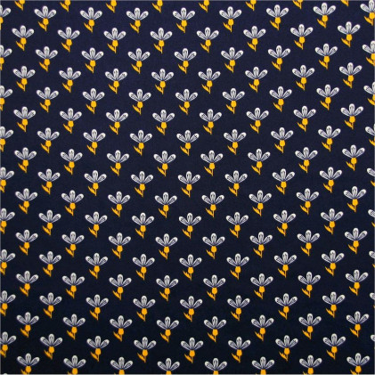Tissu imprimé Crocus Bleu / Doré