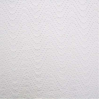 Tissu coton brodé ajouré Waves Blanc
