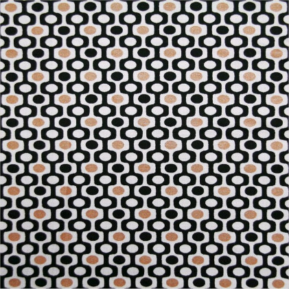 Tissu coton imprimé Peix Noir / Marron
