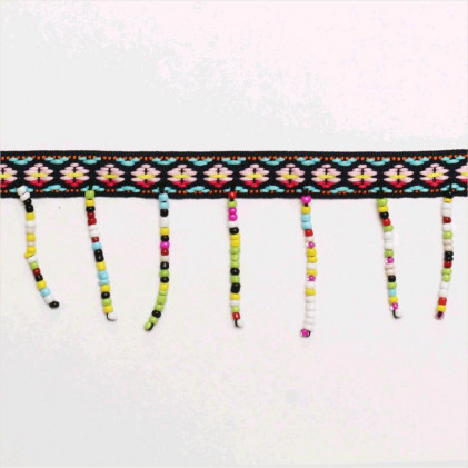 Galons à franges perlées 38 mm Multicolore
